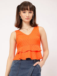 DressBerry Girlish Glimmers Dobby Ruffled A-line Top