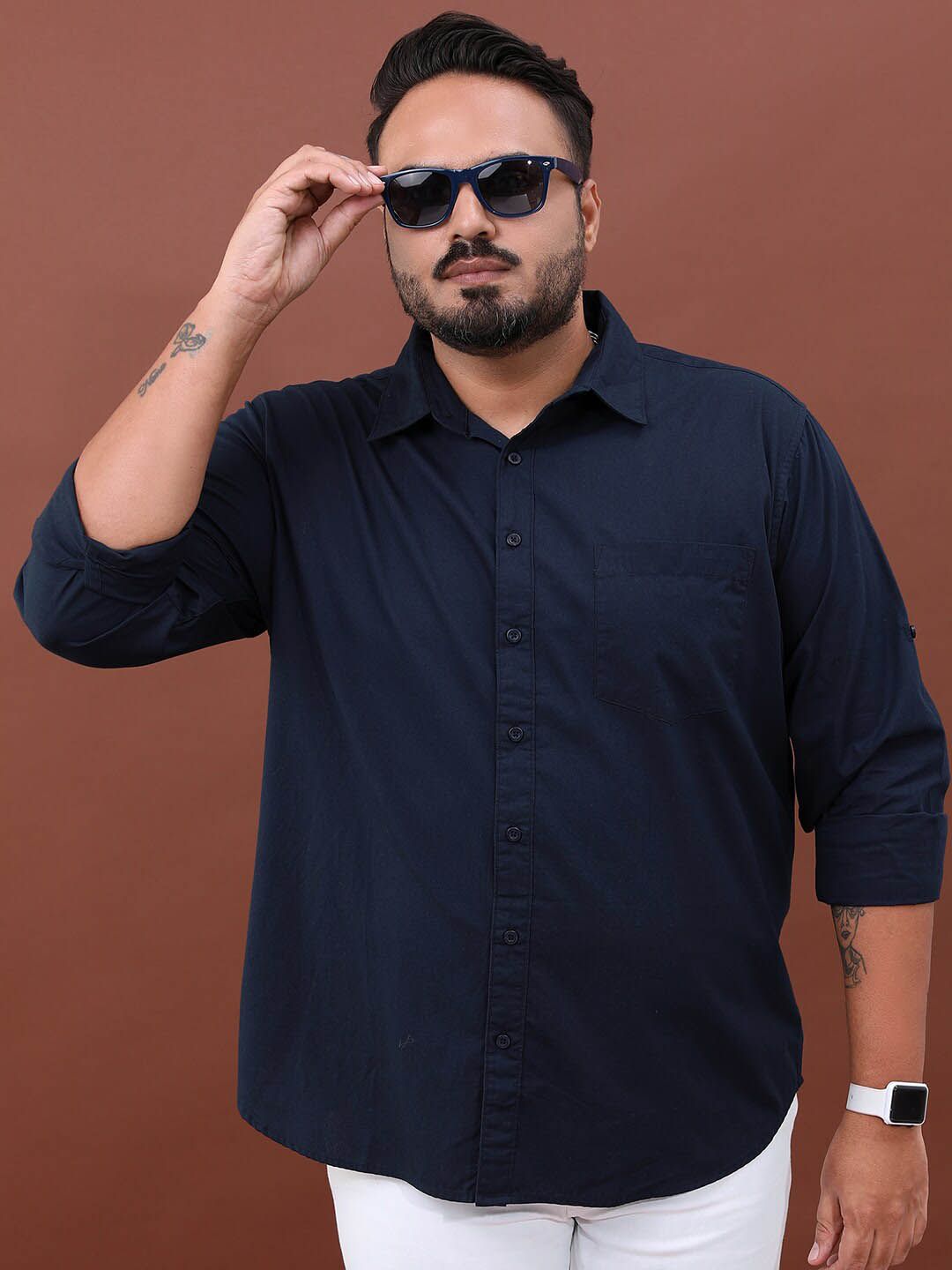 HIGHLANDER Plus Size Opaque Cotton Casual Shirt