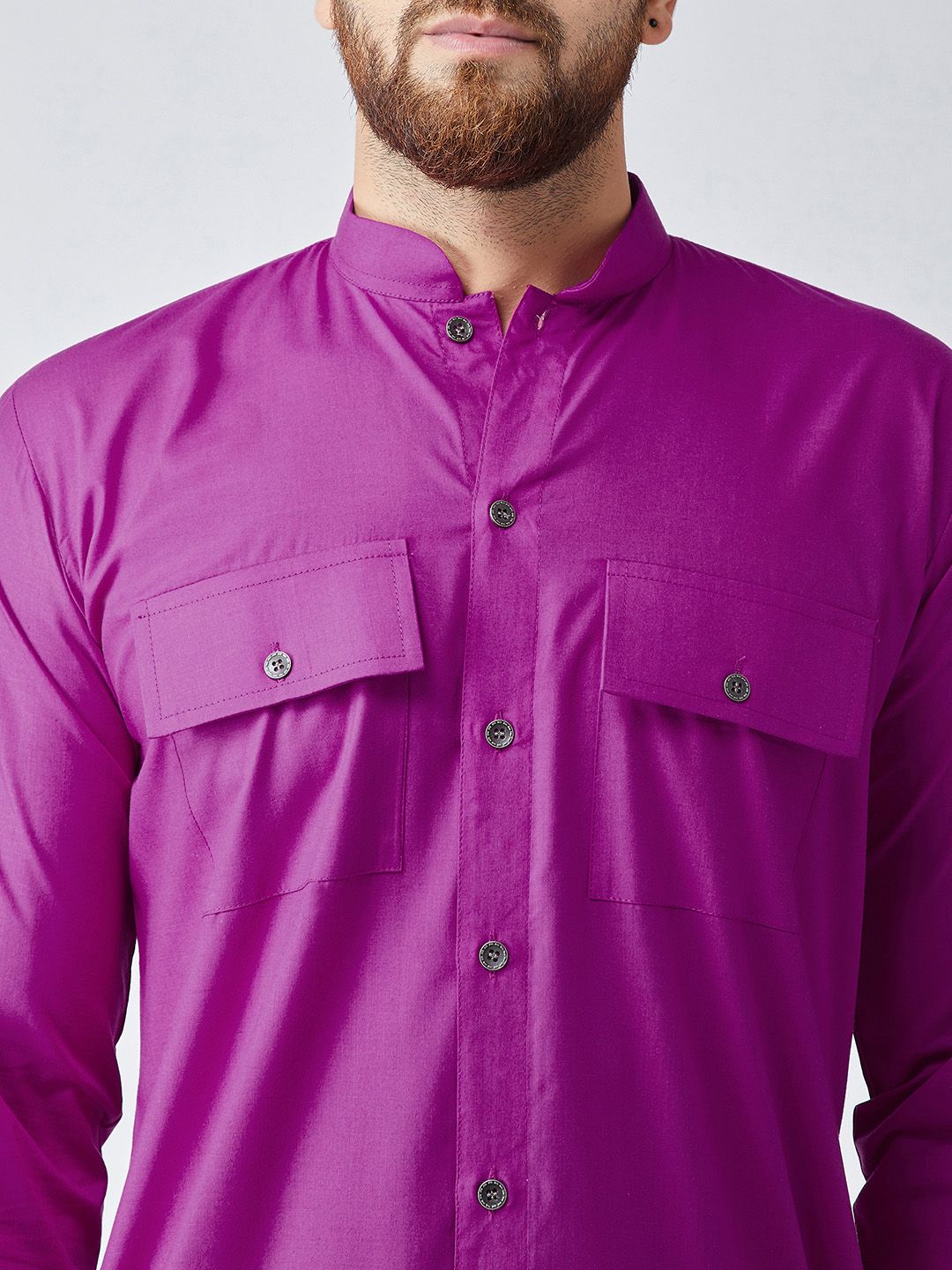 SOJANYA Lelaki Ungu Solid Kurta Lurus