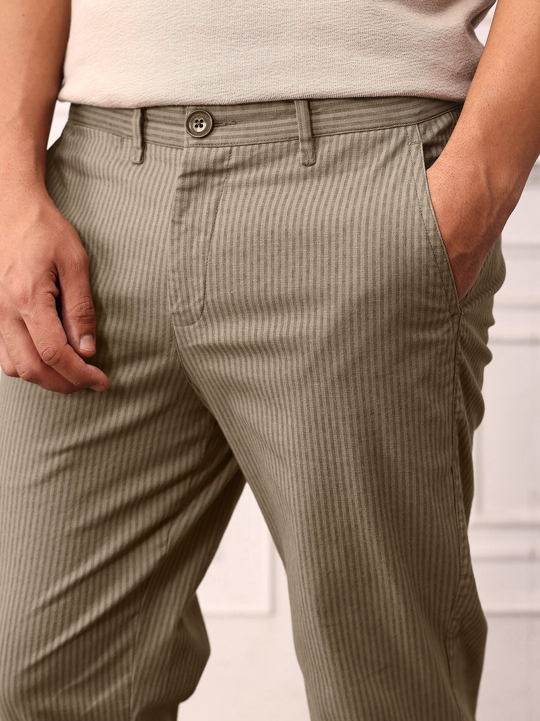 Mr Bowerbird Men Striped Urban Trousers