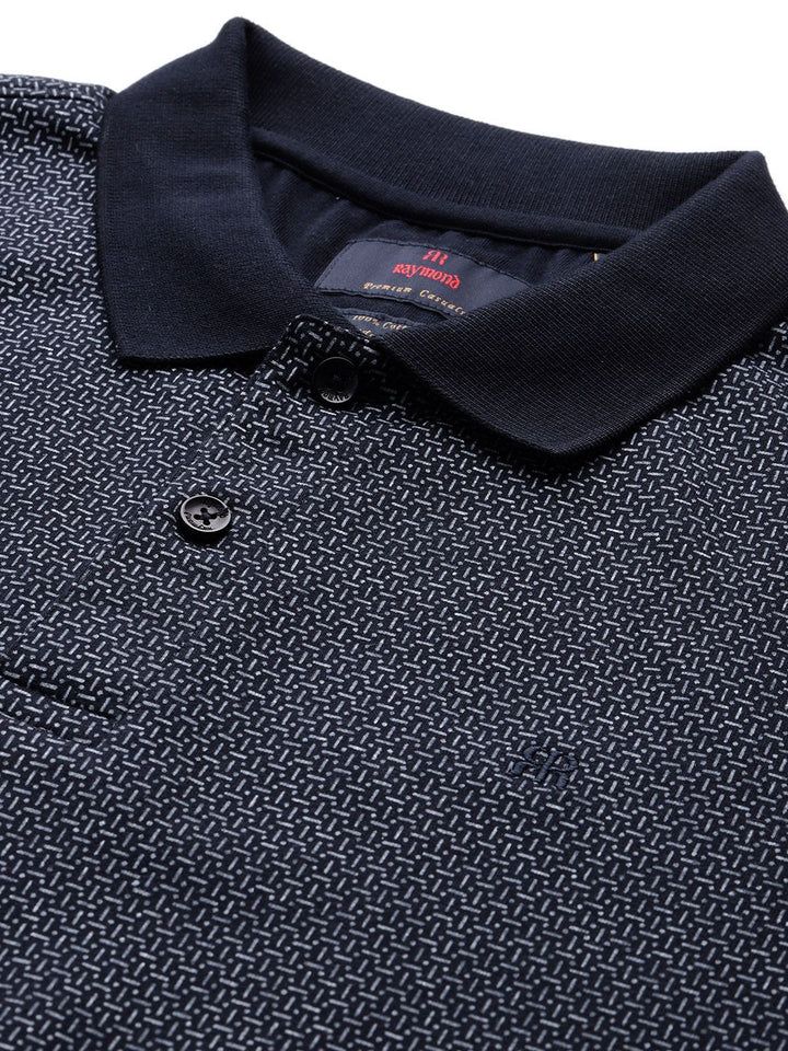 Raymond Slim Modern Fit Printed Polo Collar Pure Cotton T-shirt