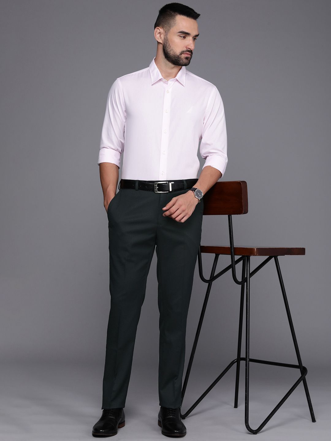 Raymond Men Textured Slim Fit Formal Trousers
