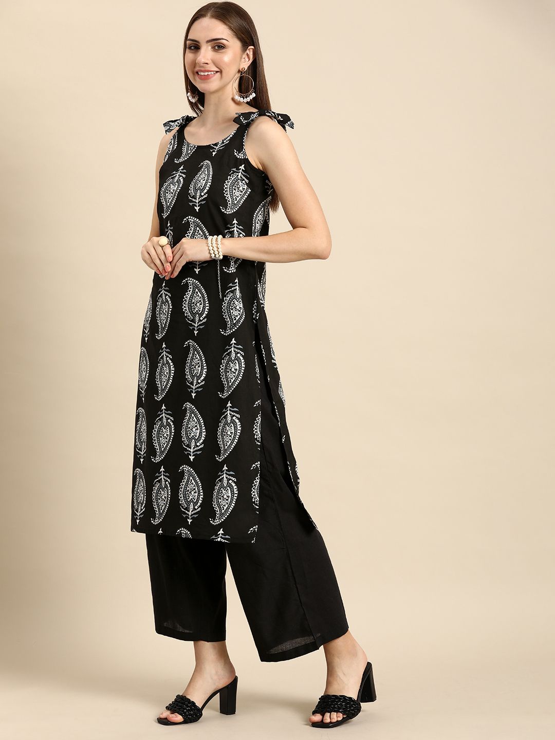 Anouk Women Pure Cotton Ethnic Motifs Printed Regular Kurta with Palazzos