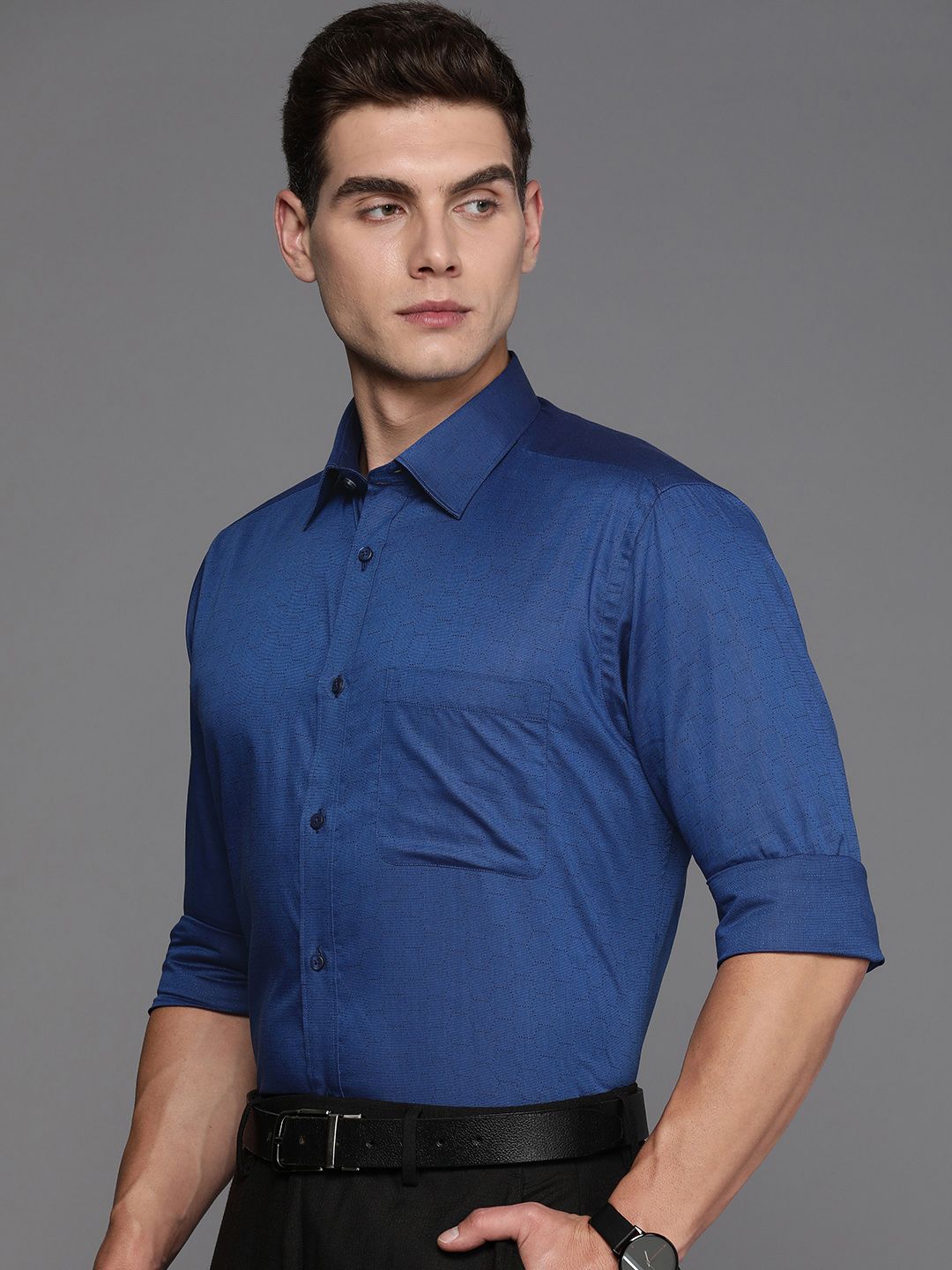 Raymond Self Design Slim Fit Pure Cotton Formal Shirt
