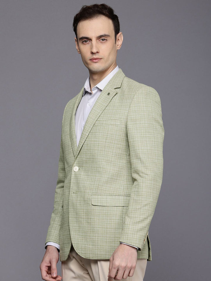Raymond Contemporary Fit Checked Single-Breasted Formal Blazer