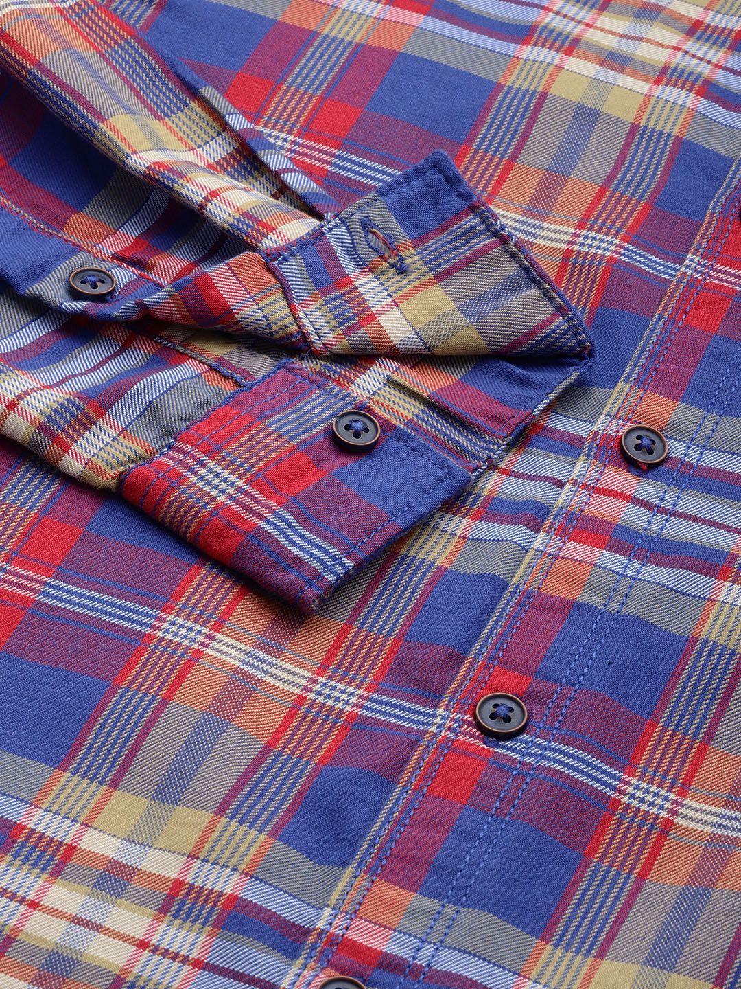 The Indian Garage Co Men Blue & Red Comfort Checked Casual Shirt