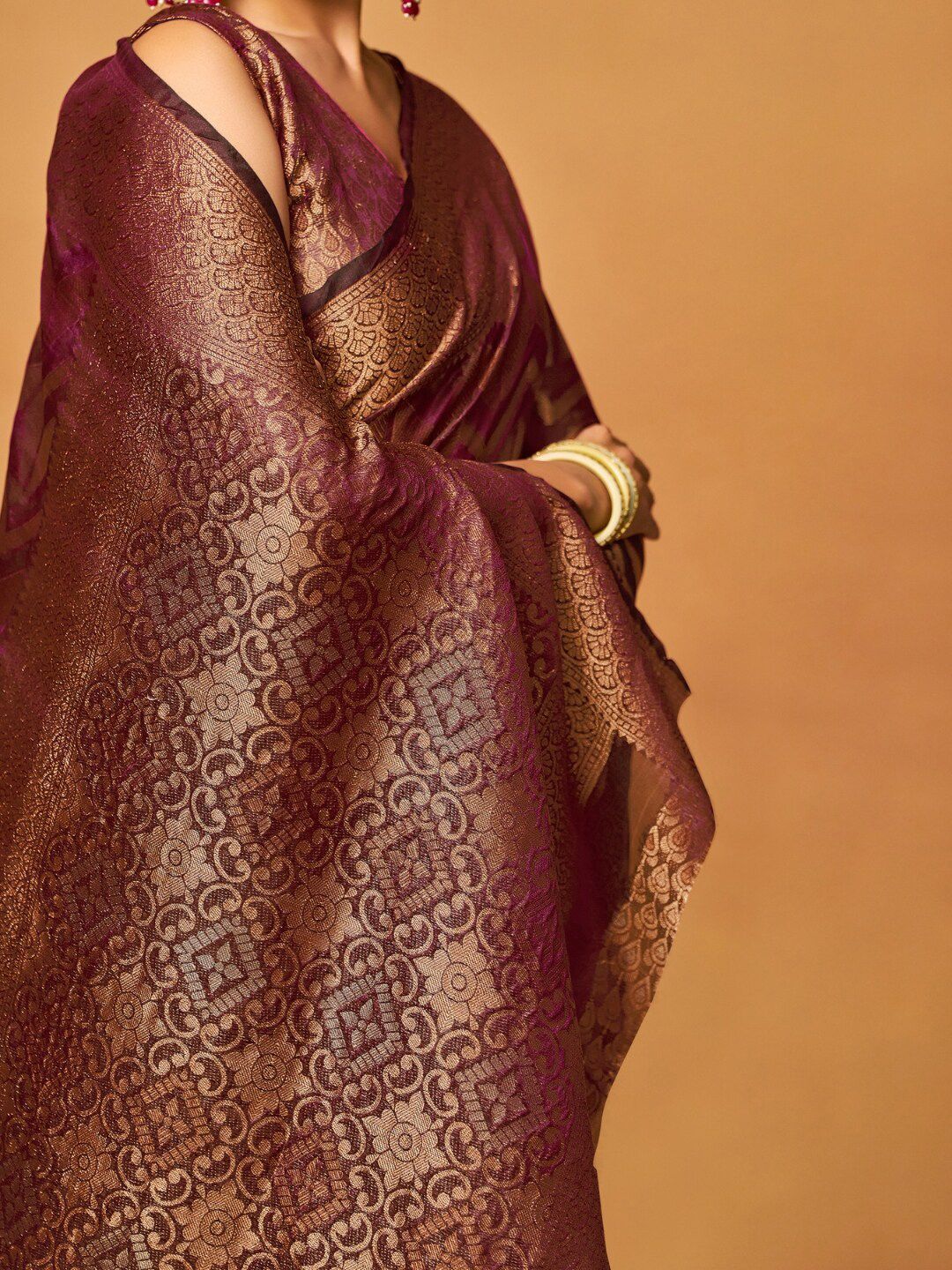 KALINI Woven Design Zari Organza Heavy Work Banarasi Saree