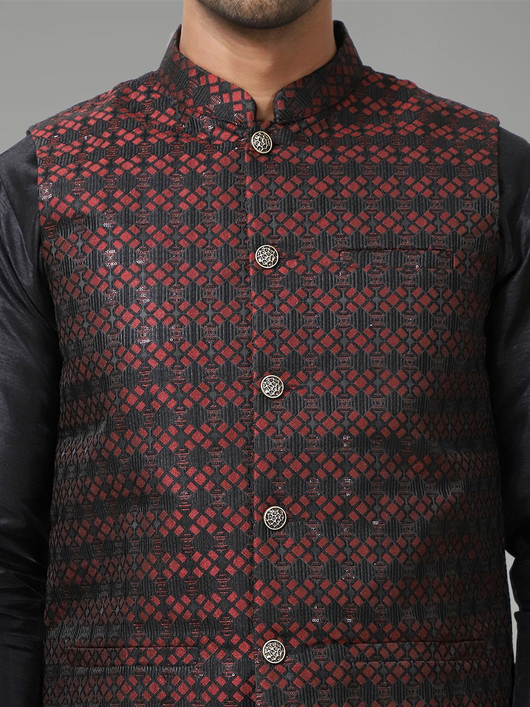 Anouk Printed Woven Nehru Jacket