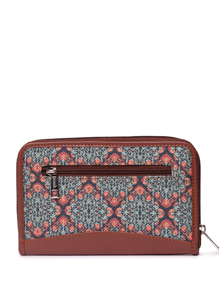 ZOUK Women Teal & Green Geometric Printed Zip Around Wallet