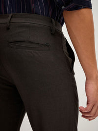 THE BEAR HOUSE Men Solid 4 Way Stretch Slim Fit Formal Trouser
