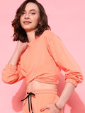 STREET 9 Women Peach Solid Sweatshirt