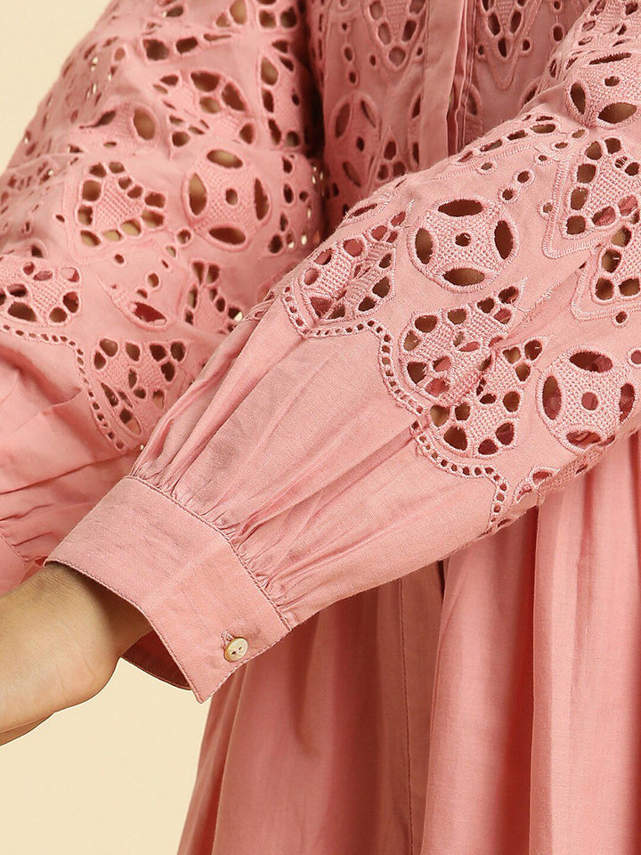 W Self Design Cotton A Line Dress