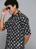 DENNISON Men Black Regular Fit Floral Printed Casual Shirt