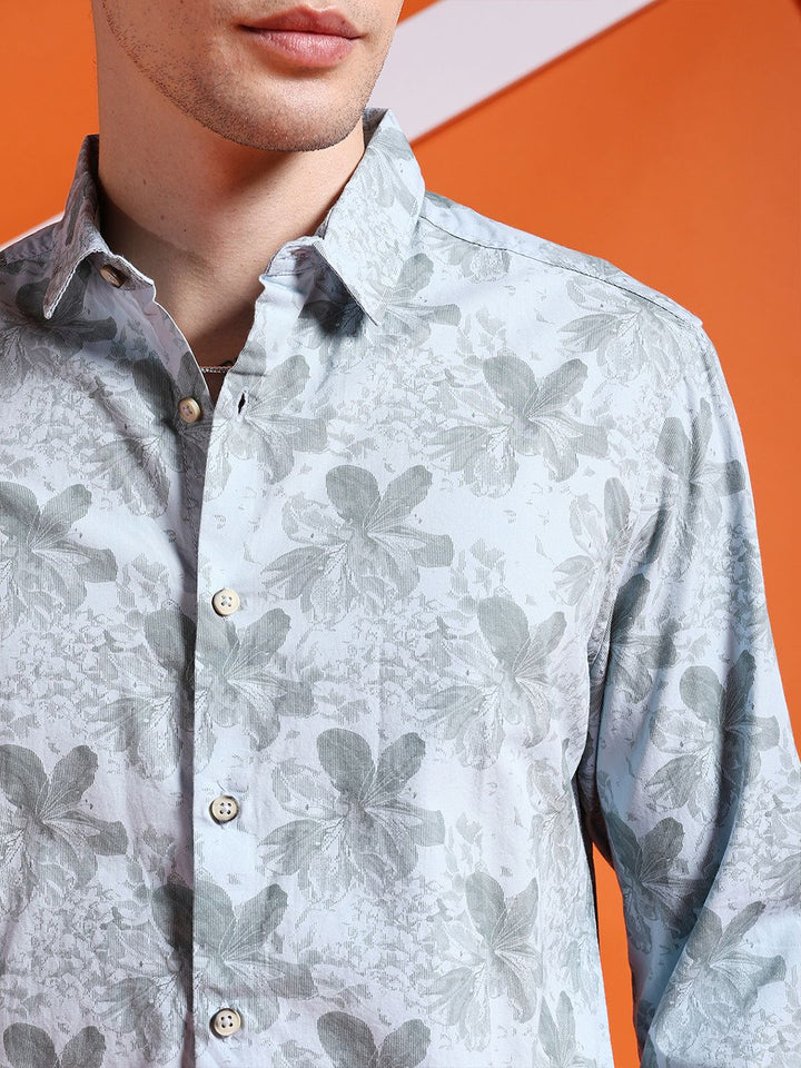The Indian Garage Co Men Blue Slim Fit Printed Casual Shirt