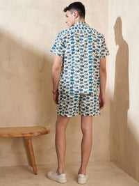 DENNISON Printed Pure Cotton Shirt & Shorts Co-Ord