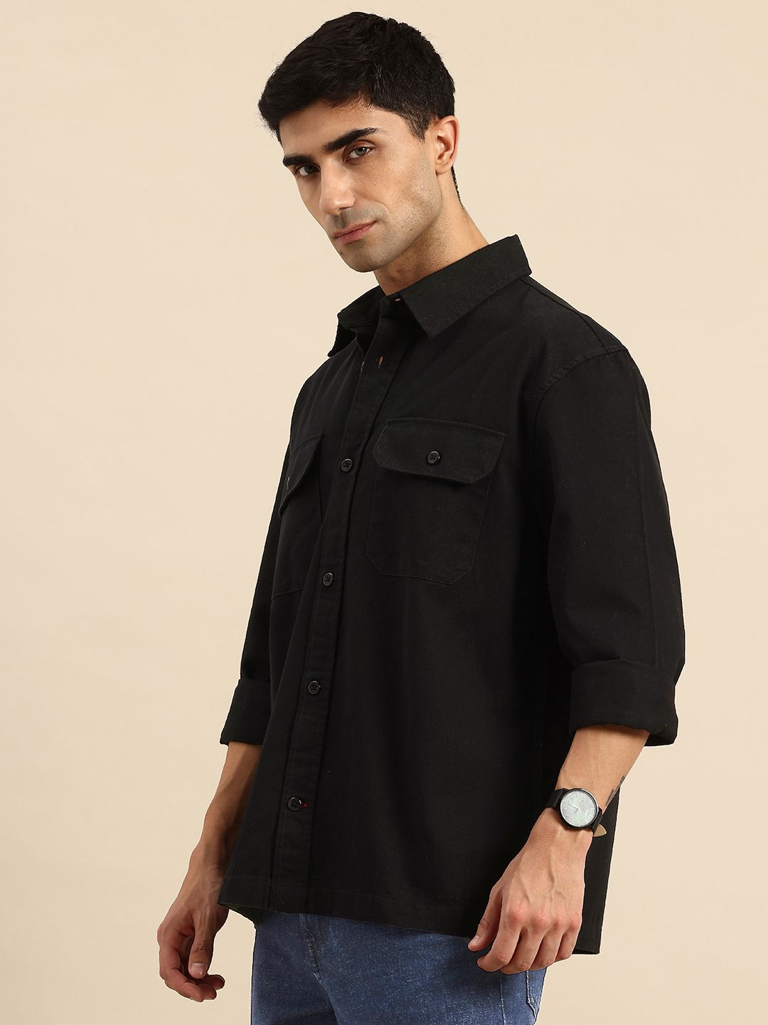 Being Human Drop-Shoulder Sleeves Pure Cotton Casual Shirt