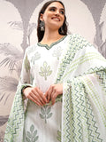 Vishudh Notch Neck Floral Printed Regular Pure Cotton Straight Kurta Set