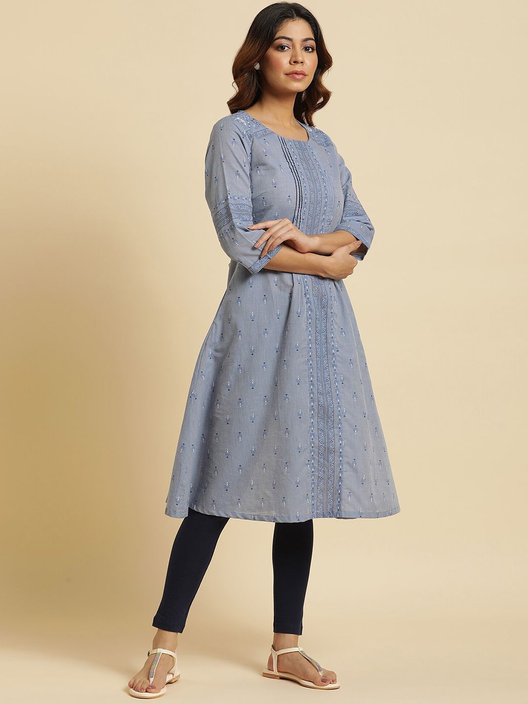 W Ethnic Motifs Printed Pure Cotton Kurta
