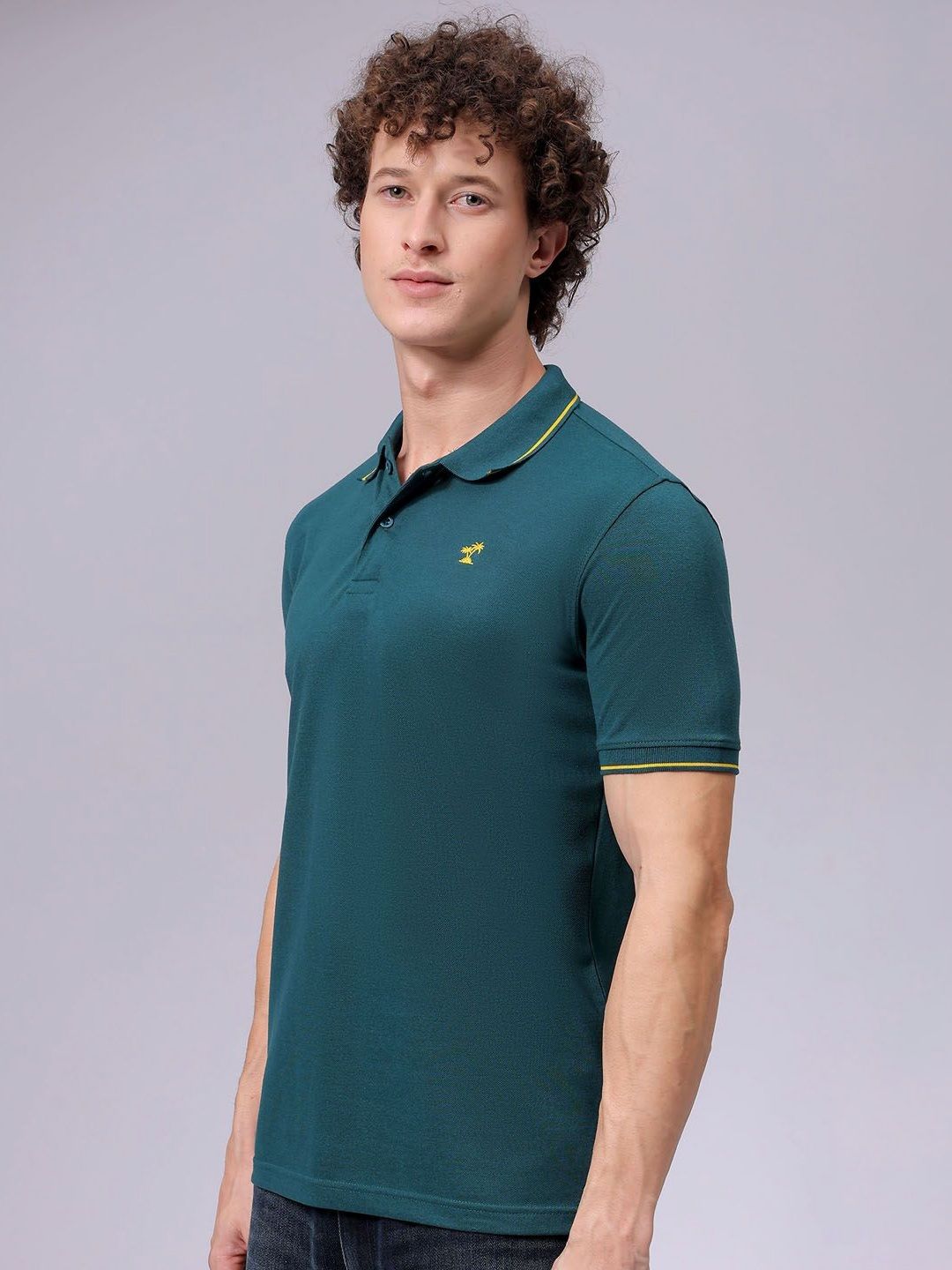 The Indian Garage Co Men Polo Collar Cotton T-shirt