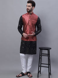 SOJANYA Kurta Lurus Sulam Labuci Kapas Tulen Dengan Jaket Churidar Dan Nehru