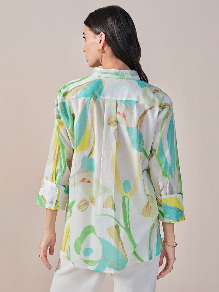 AND Print Cotton Shirt Style Top