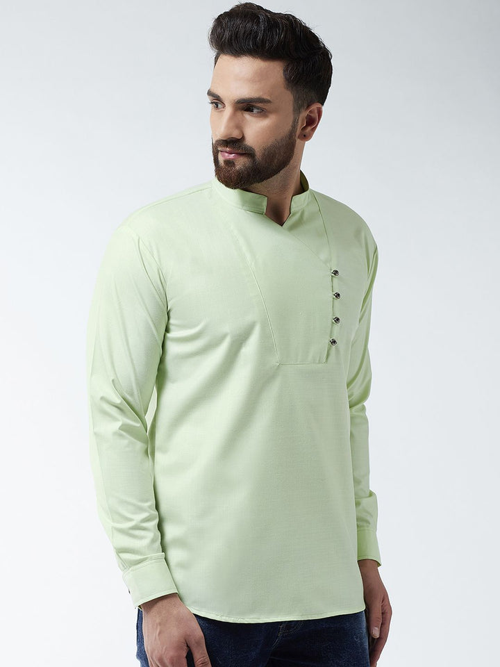 SOJANYA Men Green Solid Straight Kurta