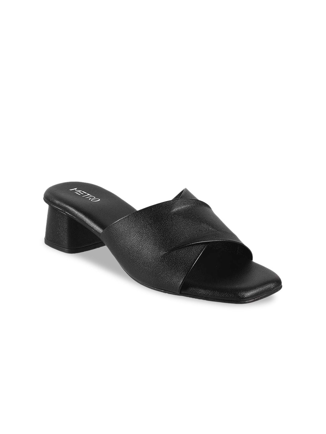 Metro Textured Open Toe Block Heels
