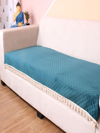 STITCHNEST Teal Green & Beige Self Design 2 Seater Sofa Cover