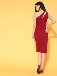 Berrylush Women Deep Red Solid Bustier Dress