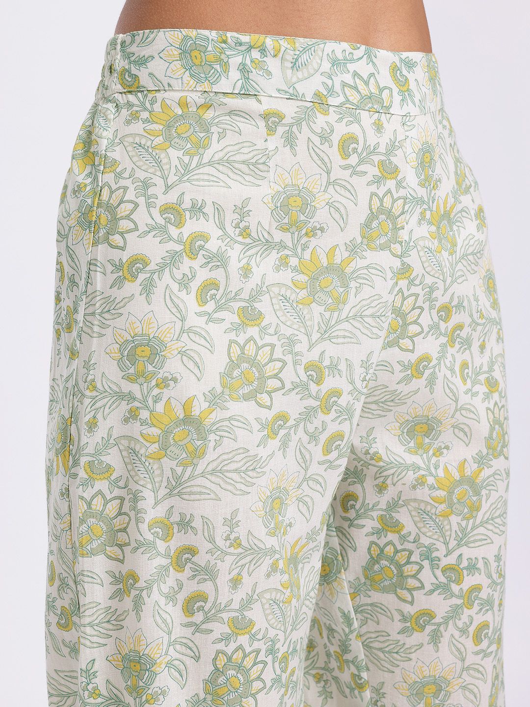 Anouk Floral Printed Cotton Kurta with Trousers & With Dupatta