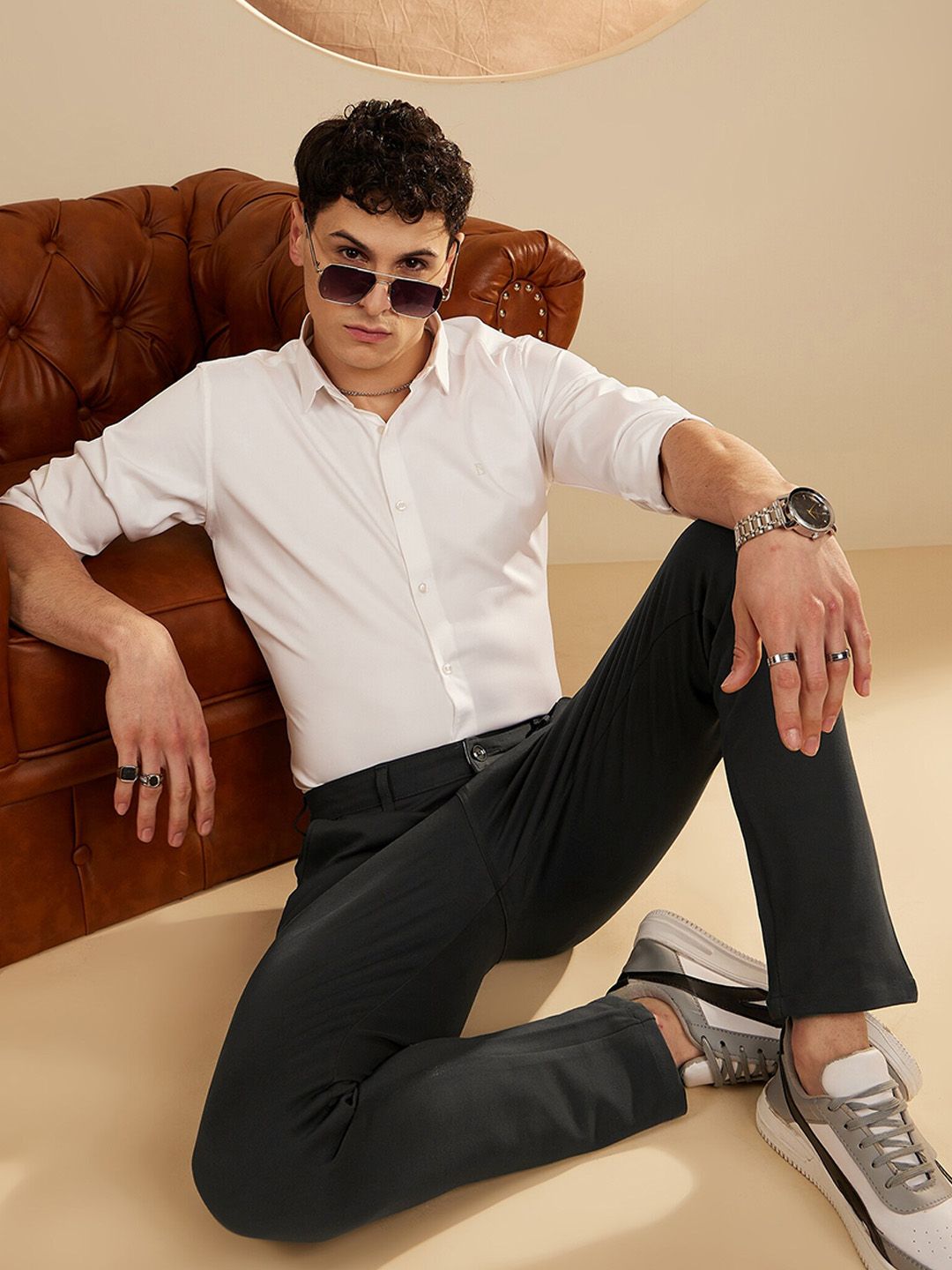 DENNISON Men Smart Tapered Fit Easy Wash 4-Way Lycra Trouser