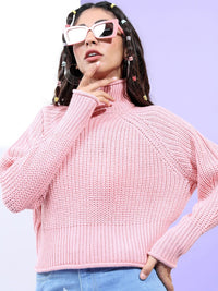 Tokyo Talkies Women Pink Crop Pullover