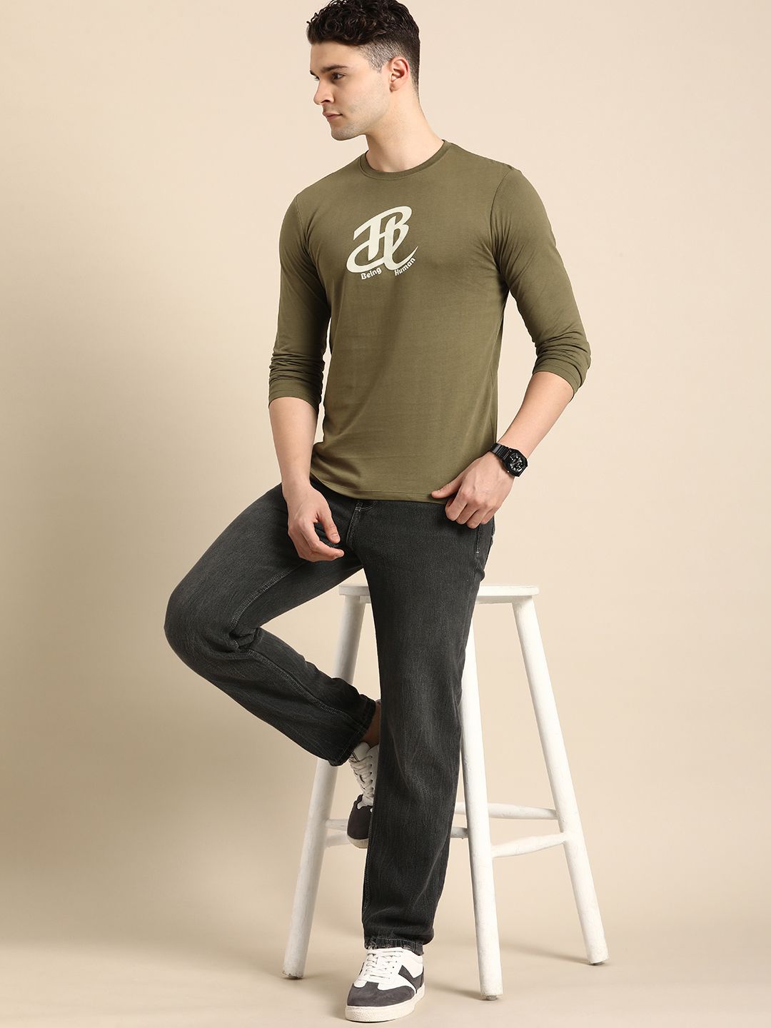 Being Human Brand Logo Printed Pure Cotton T-shirt