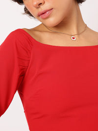 DressBerry Fiery Sensation Boat Neck Peplum Top