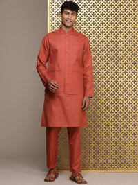 House of Pataudi Men Jashn Kurta & Trousers With Nehru Jacket