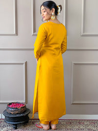 KALINI Floral Embroidered Straight Kurta With Trousers & Dupatta