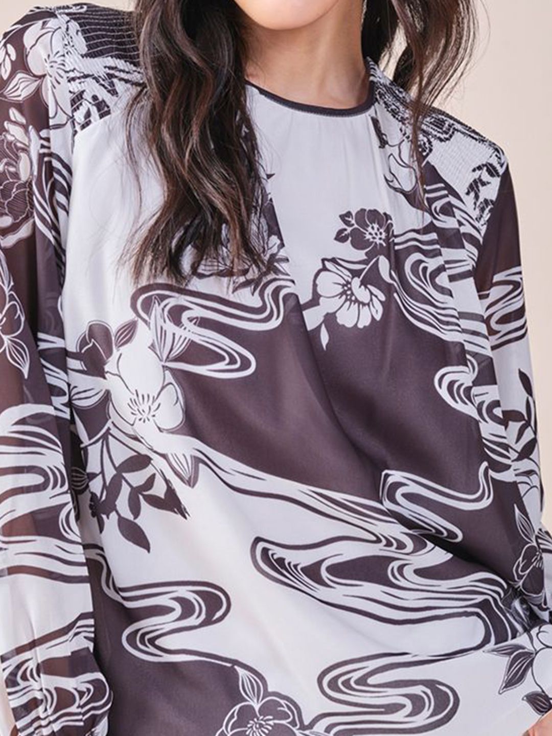 AND Women Abstract Print High Neck Sleeveless Top