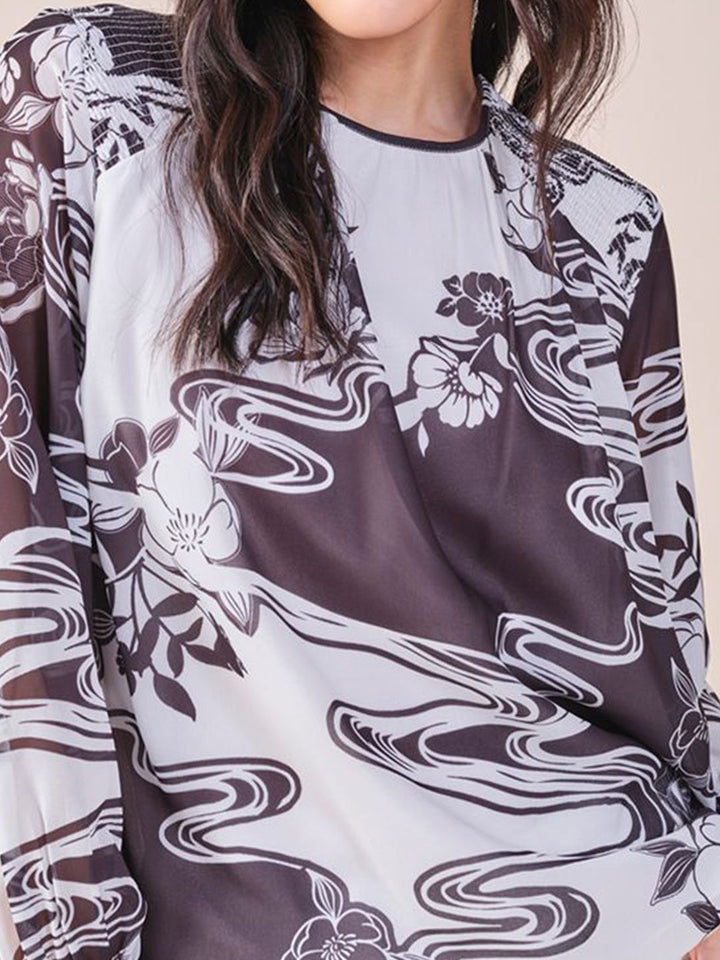 AND Women Abstract Print High Neck Sleeveless Top