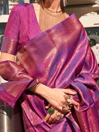 Saree mall Ethnic Motifs Zari Kanjeevaram Saree with Tassels