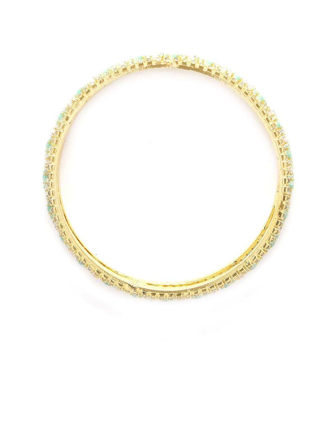 KARATCART Set Of 2 Gold Plated & AD Studded Bangles