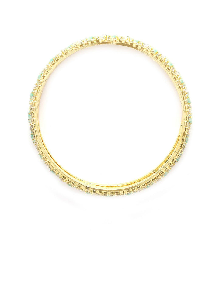 KARATCART Set Of 2 Gold Plated & AD Studded Bangles