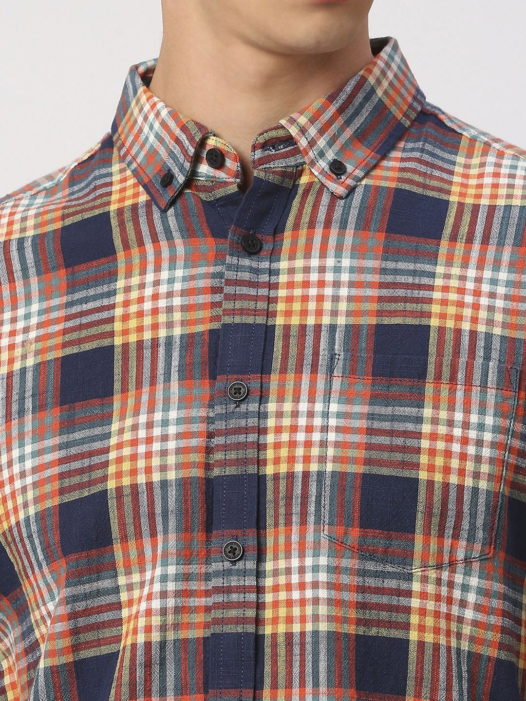 Being Human Men Slim Fit Button-Down Collar Tartan Checks Opaque Checked Casual Shirt