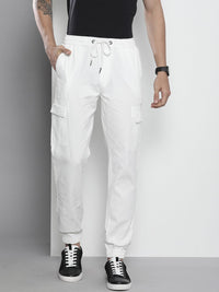 The Indian Garage Co Men White Slim Fit Cotton Joggers