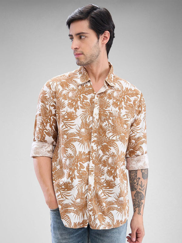 SPYKAR Men Slim Fit Floral Printed Opaque Spread Collar Casual Shirt