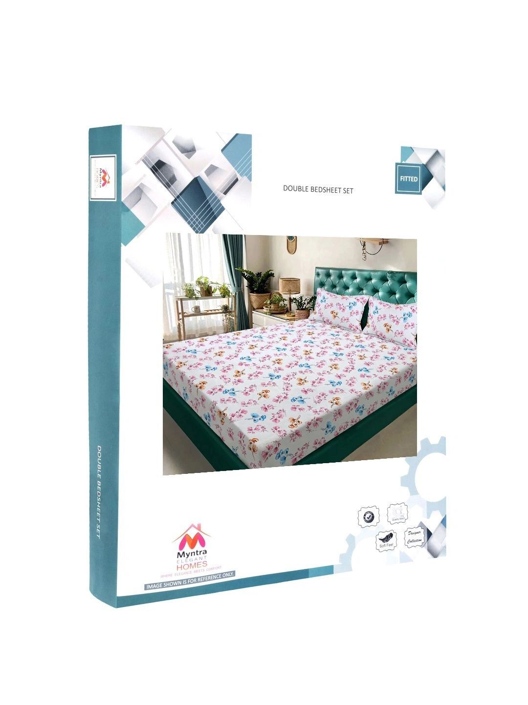 Myntra Elegant Homes White Floral 300 TC King Bedsheet with 2 Pillow Covers