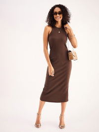 SASSAFRAS BASICS Round Neck Sleeveless Bodycon Midi Dress
