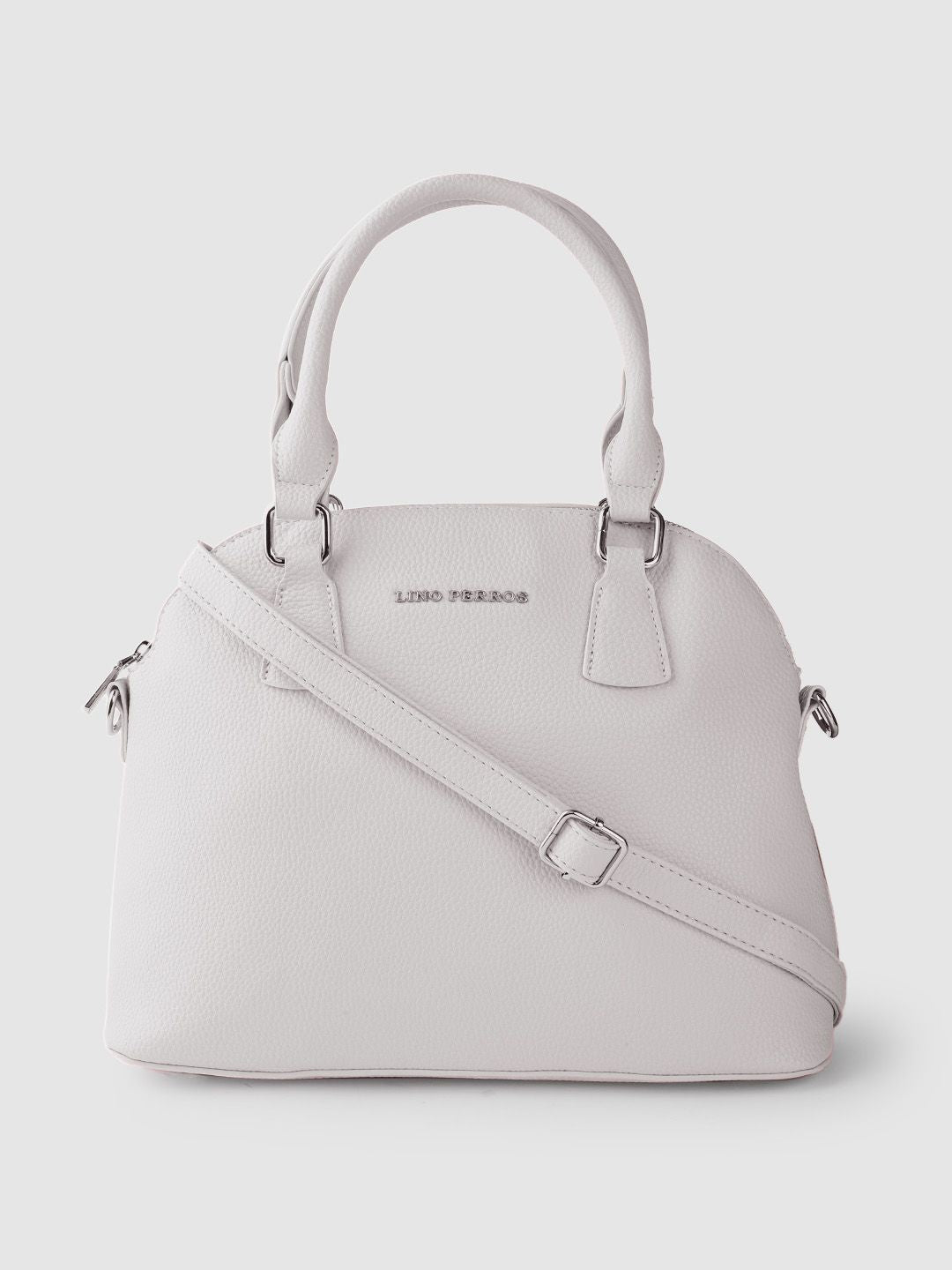 Lino Perros Grey Half Moon Handheld Bag with Detachable Sling Strap