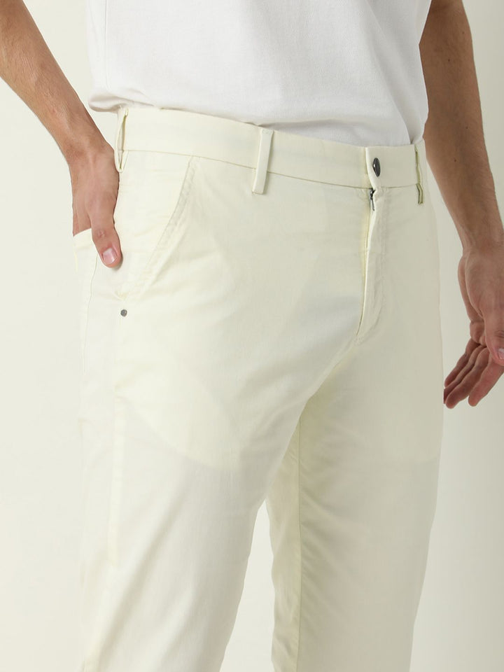 RARE RABBIT Men Popins Slim Fit Mid Rise Cotton Casual Trouser