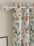 URBAN SPACE Set of 2 White & Peach Floral Printed Room Darkening Long Door Curtains