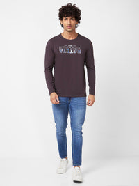 SPYKAR Men Grey Typography Printed Slim Fit T-shirt